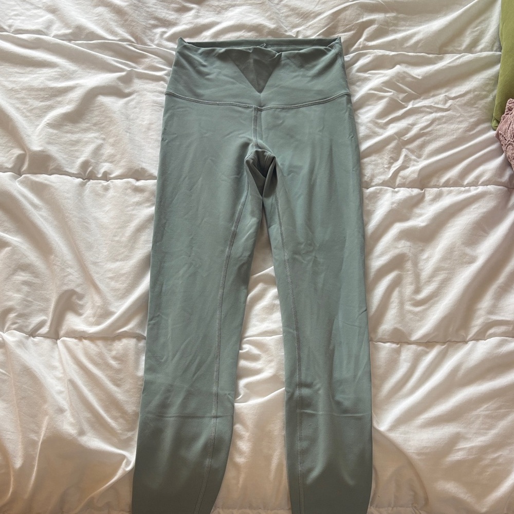 lululemon athletica light teal leggings - wunder train size 6 with drawstring